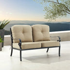 Causeuse de jardin en aluminium noir avec coussins