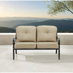 Causeuse de jardin en aluminium noir avec coussins
