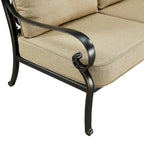 Causeuse de jardin en aluminium noir avec coussins
