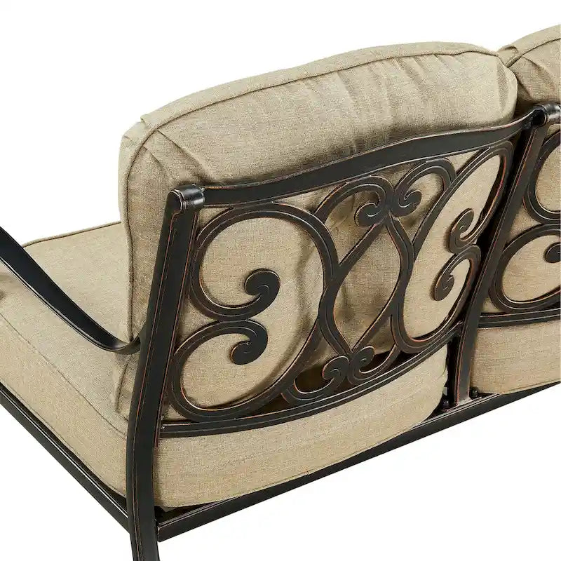 Causeuse de jardin en aluminium noir avec coussins