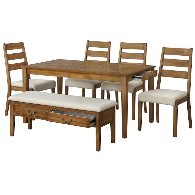 Ensemble de salle à manger Lifestorey Palmer 6 pièces avec rangement