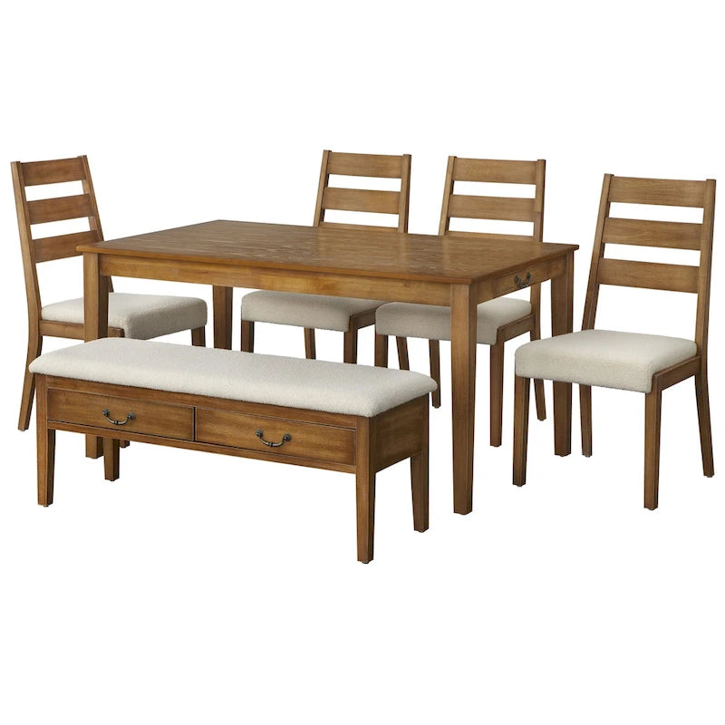 Ensemble de salle à manger Lifestorey Palmer 6 pièces avec rangement