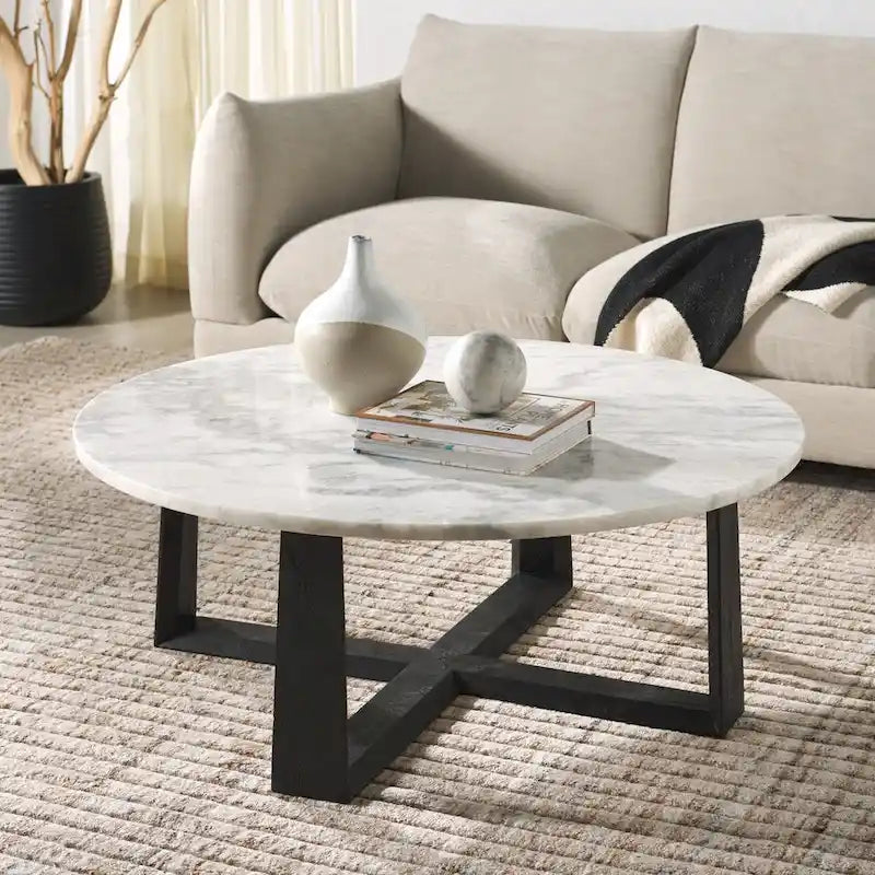 SAFAVIEH Couture Trenton Table basse avec plateau en marbre - 38Wx38Dx15H