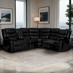 Canapé d'angle modulable inclinable manuel 106 pouces avec 1 console et 2 porte-gobelets, pour salon/bureau