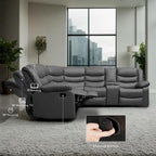 Canapé d'angle modulable inclinable manuel 106 pouces avec 1 console et 2 porte-gobelets, pour salon/bureau