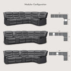 Canapé d'angle modulable inclinable manuel 106 pouces avec 1 console et 2 porte-gobelets, pour salon/bureau