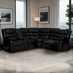 Canapé d'angle modulable inclinable manuel 106 pouces avec 1 console et 2 porte-gobelets, pour salon/bureau