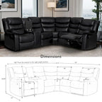 Canapé d'angle modulable inclinable manuel 106 pouces avec 1 console et 2 porte-gobelets, pour salon/bureau