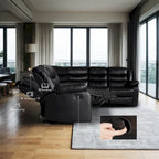 Canapé d'angle modulable inclinable manuel 106 pouces avec 1 console et 2 porte-gobelets, pour salon/bureau