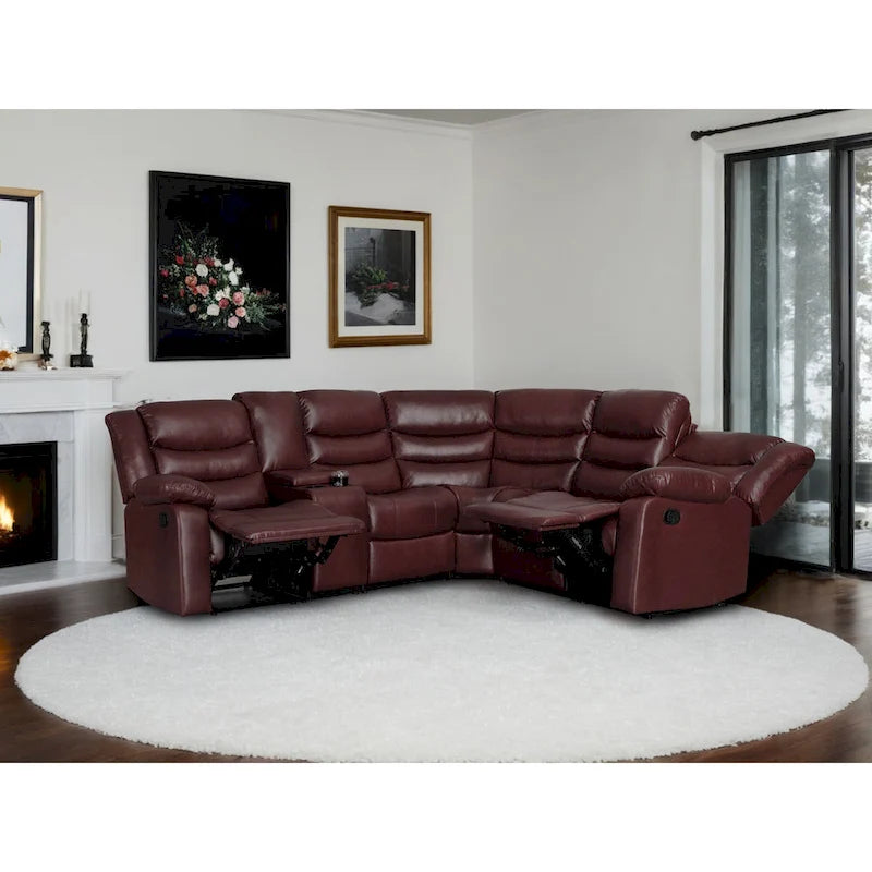 Canapé d'angle modulable inclinable manuel 106 pouces avec 1 console et 2 porte-gobelets, pour salon/bureau