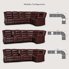 Canapé d'angle modulable inclinable manuel 106 pouces avec 1 console et 2 porte-gobelets, pour salon/bureau