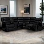 Canapé d'angle modulable inclinable manuel 106 pouces avec 1 console et 2 porte-gobelets, pour salon/bureau