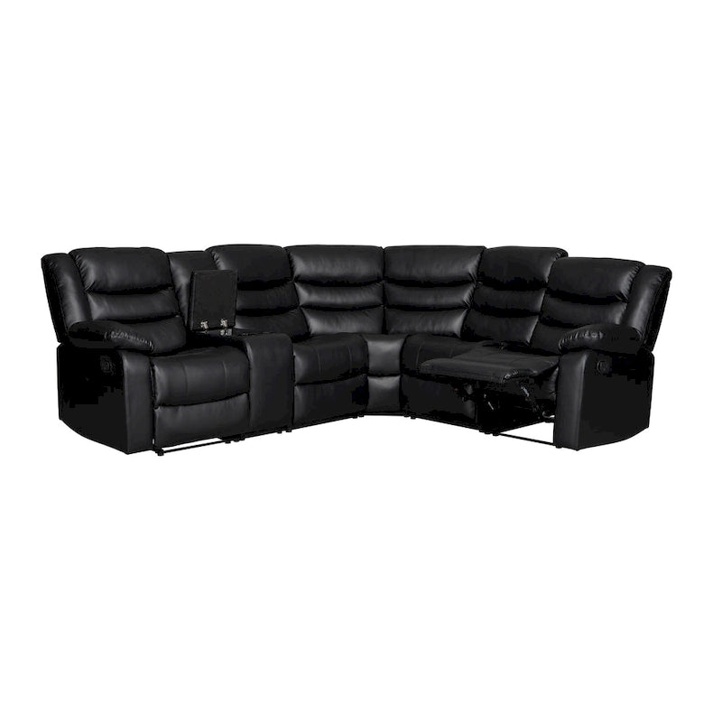 Canapé d'angle modulable inclinable manuel 106 pouces avec 1 console et 2 porte-gobelets, pour salon/bureau