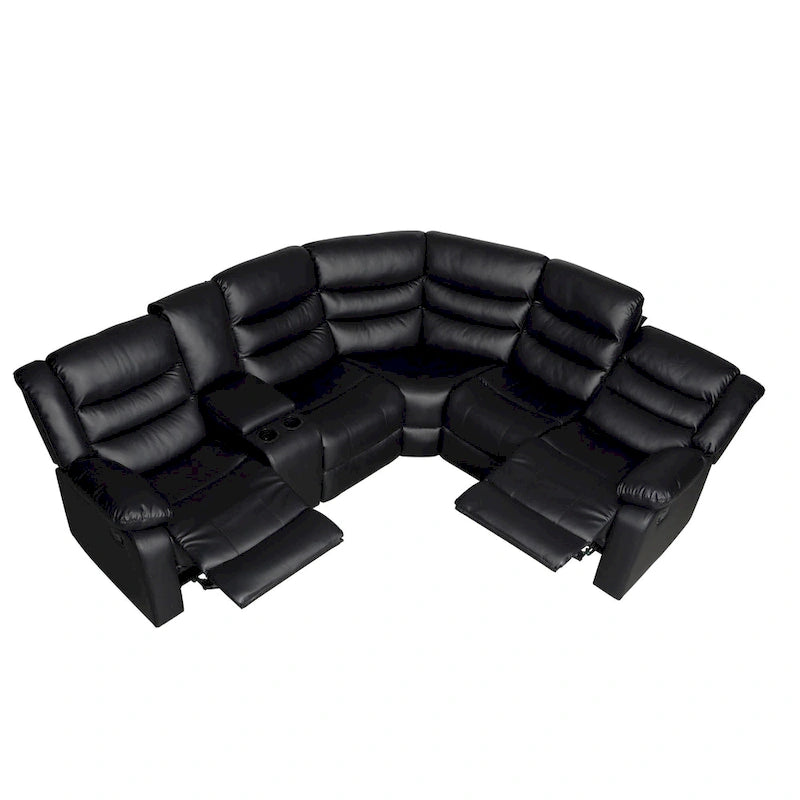 Canapé d'angle modulable inclinable manuel 106 pouces avec 1 console et 2 porte-gobelets, pour salon/bureau