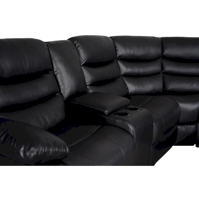 Canapé d'angle modulable inclinable manuel 106 pouces avec 1 console et 2 porte-gobelets, pour salon/bureau