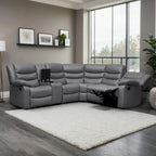 Canapé d'angle modulable inclinable manuel 106 pouces avec 1 console et 2 porte-gobelets, pour salon/bureau