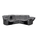 Canapé d'angle modulable inclinable manuel 106 pouces avec 1 console et 2 porte-gobelets, pour salon/bureau