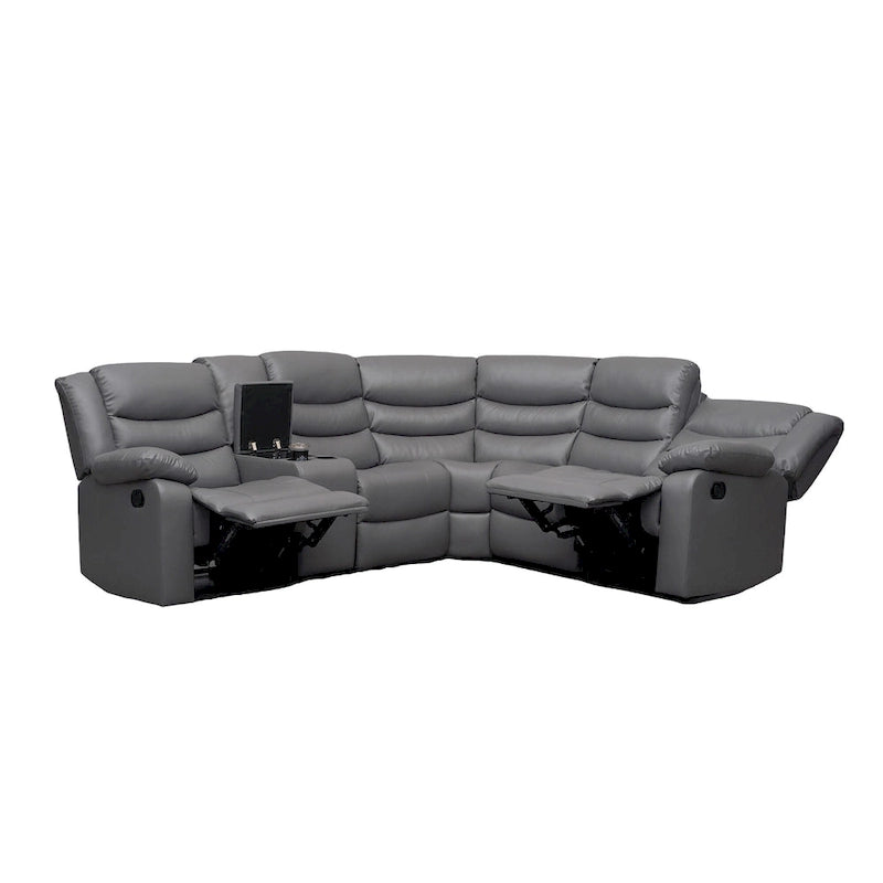 Canapé d'angle modulable inclinable manuel 106 pouces avec 1 console et 2 porte-gobelets, pour salon/bureau