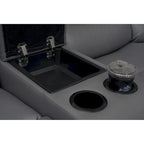 Canapé d'angle modulable inclinable manuel 106 pouces avec 1 console et 2 porte-gobelets, pour salon/bureau