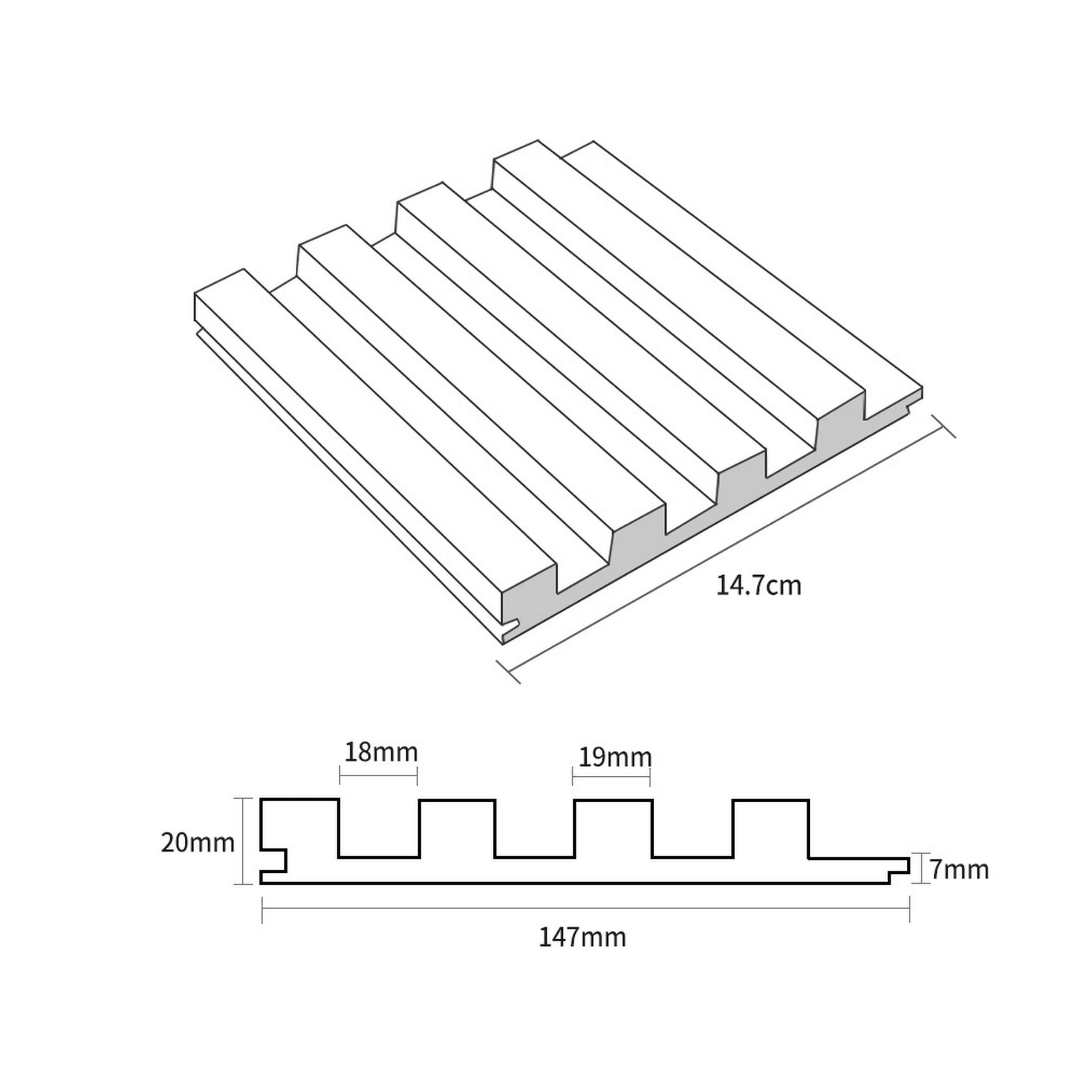 Planche de parement mural en bois massif de 93 po x 6 po x 0,8 po - 3 pièces + 1 pièce de finition d'extrémité
