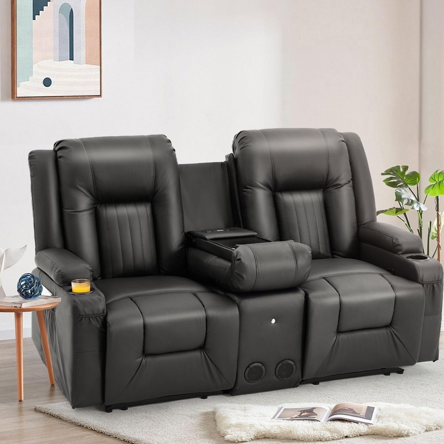 Canapé inclinable manuel AECOJOY pour VR, siège de cinéma maison en PU avec console