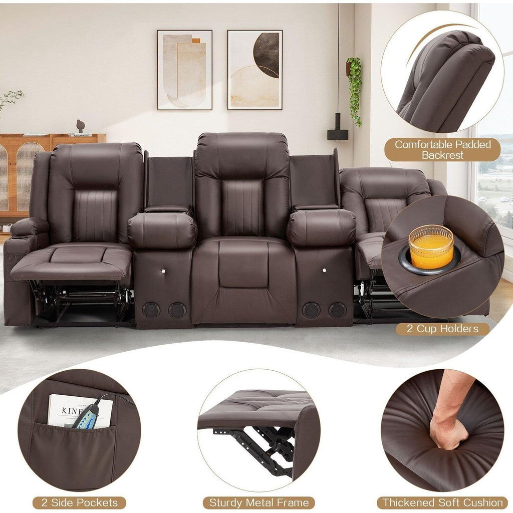Canapé inclinable manuel AECOJOY pour VR, siège de cinéma maison en PU avec console