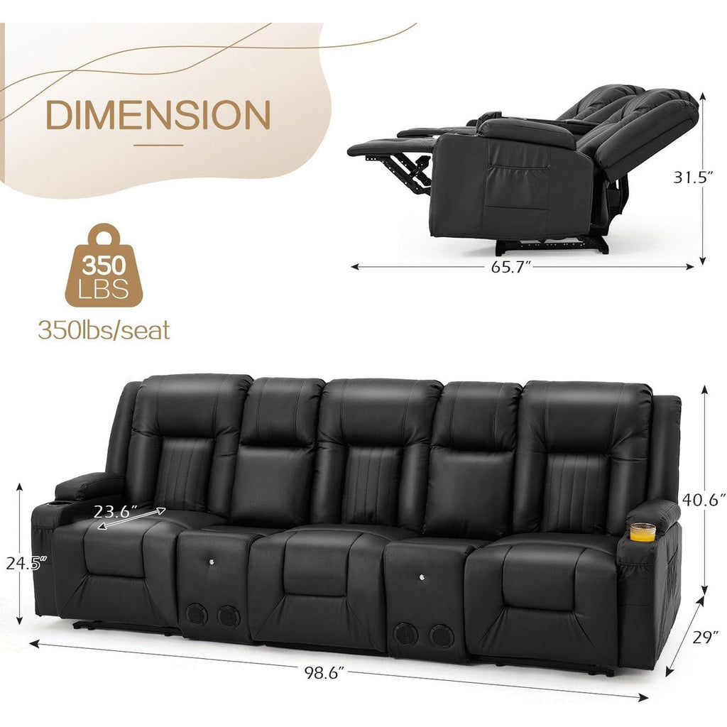 Canapé inclinable manuel AECOJOY pour VR, siège de cinéma maison en PU avec console