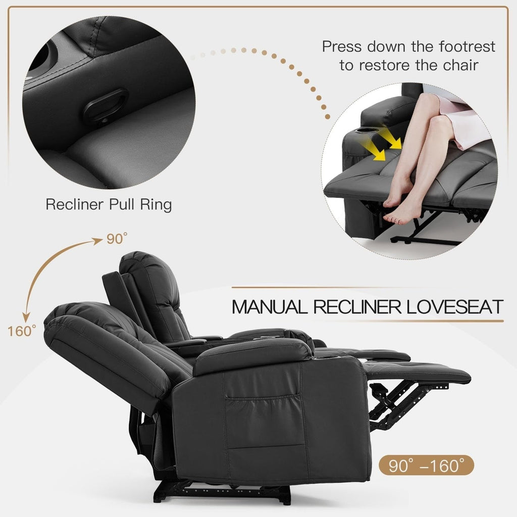 Canapé inclinable manuel AECOJOY pour VR, siège de cinéma maison en PU avec console
