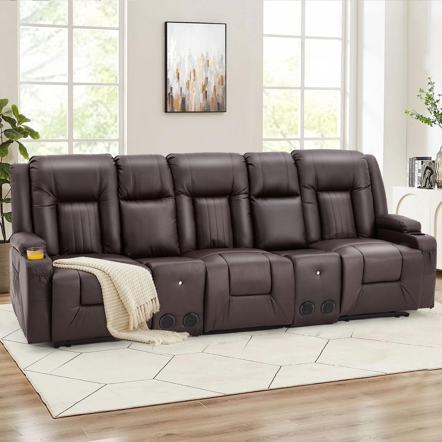 Canapé inclinable manuel AECOJOY pour VR, siège de cinéma maison en PU avec console