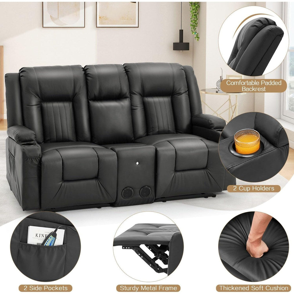 Canapé inclinable manuel AECOJOY pour VR, siège de cinéma maison en PU avec console
