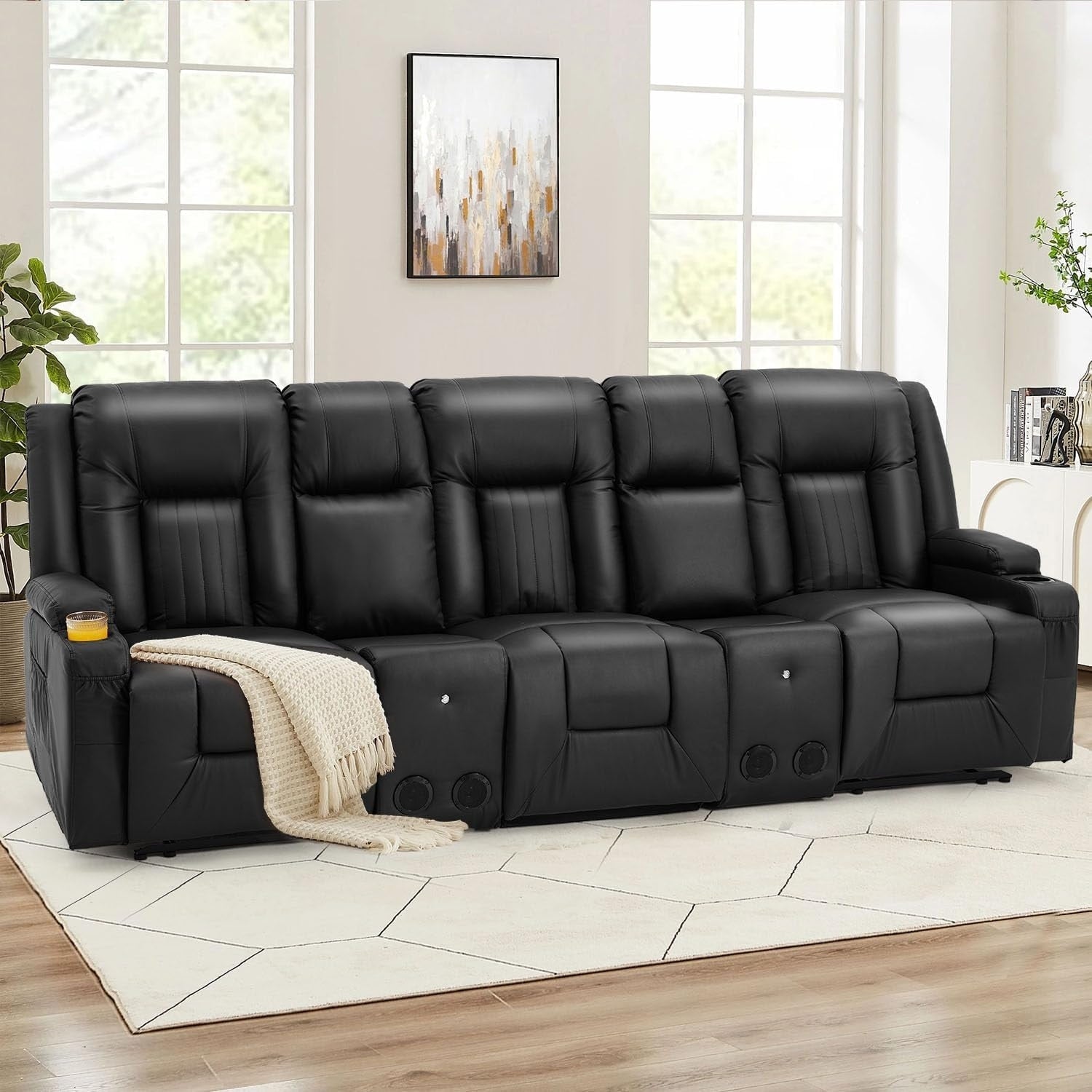 Canapé inclinable manuel AECOJOY pour VR, siège de cinéma maison en PU avec console
