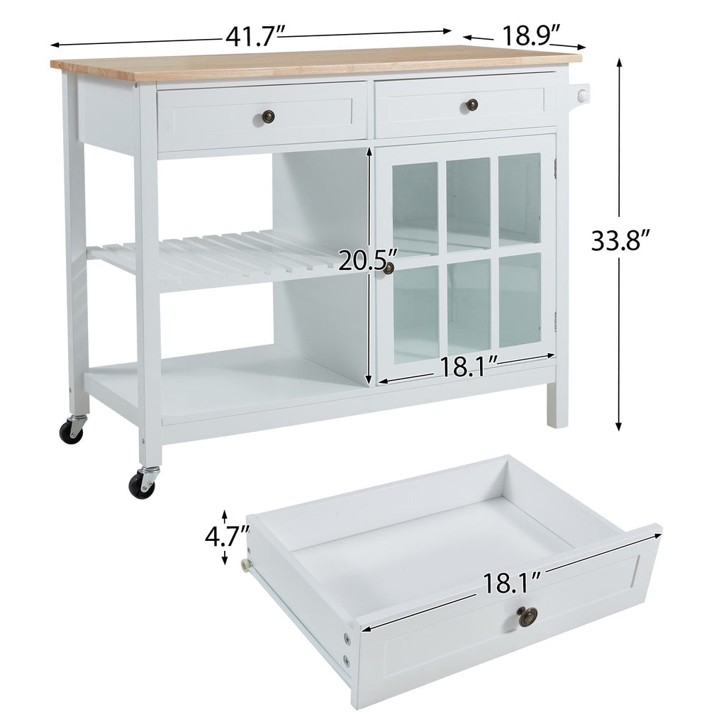 AVAWING 42 Îlot de cuisine roulant Meuble micro-ondes Chariot de service