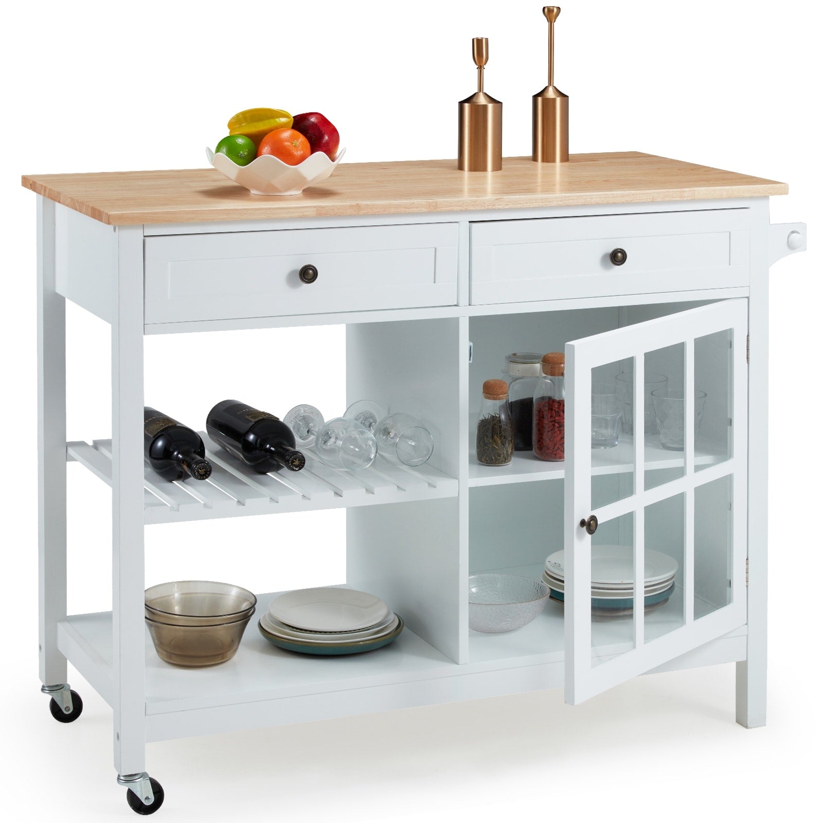 AVAWING 42 Îlot de cuisine roulant Meuble micro-ondes Chariot de service