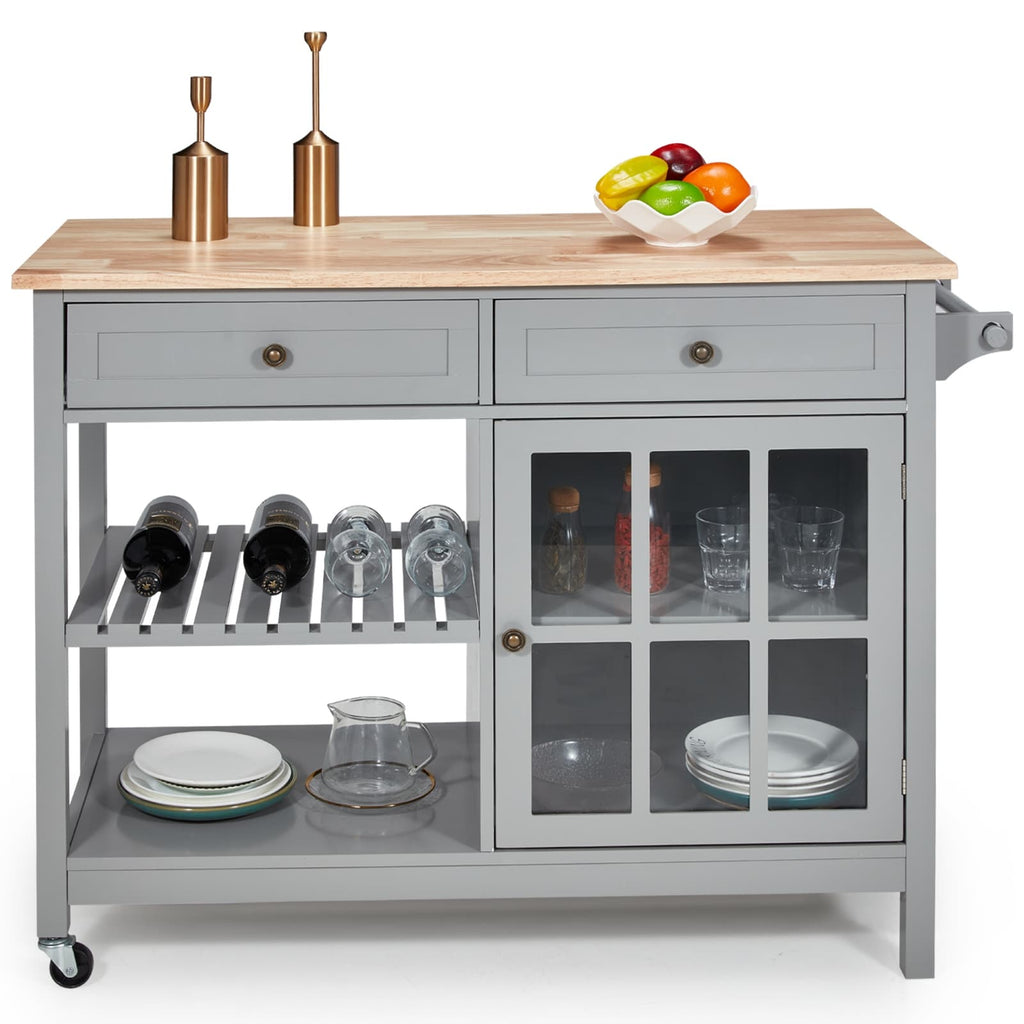 AVAWING 42 Îlot de cuisine roulant Meuble micro-ondes Chariot de service