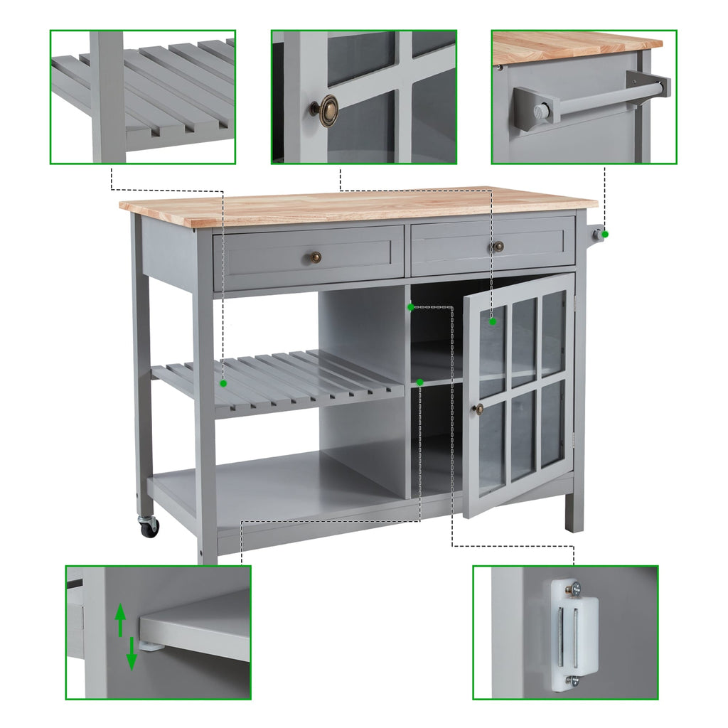 AVAWING 42 Îlot de cuisine roulant Meuble micro-ondes Chariot de service