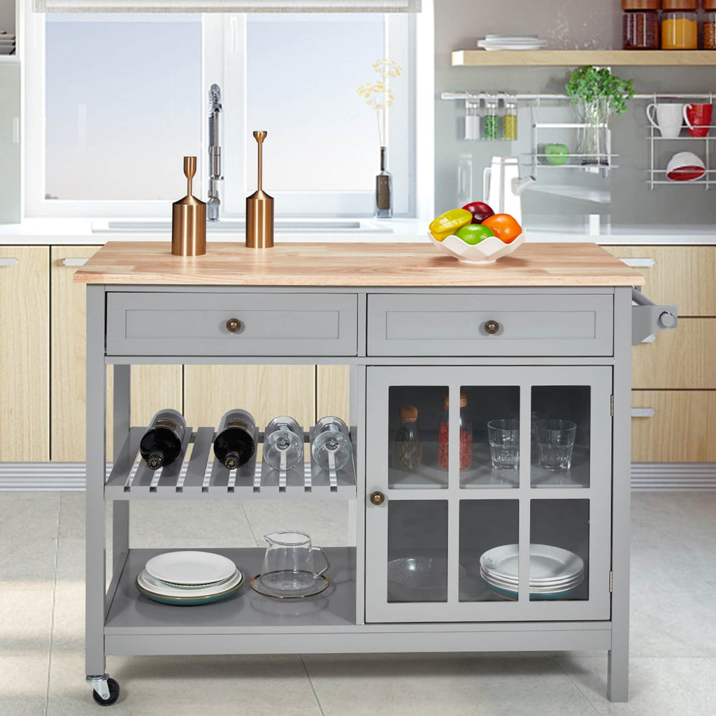 AVAWING 42 Îlot de cuisine roulant Meuble micro-ondes Chariot de service
