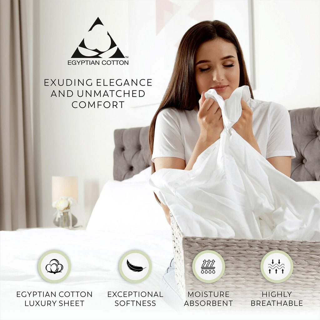 Parure de draps de luxe en coton égyptien ultra-doux et soyeux Aireolux 1000 fils/pouce²