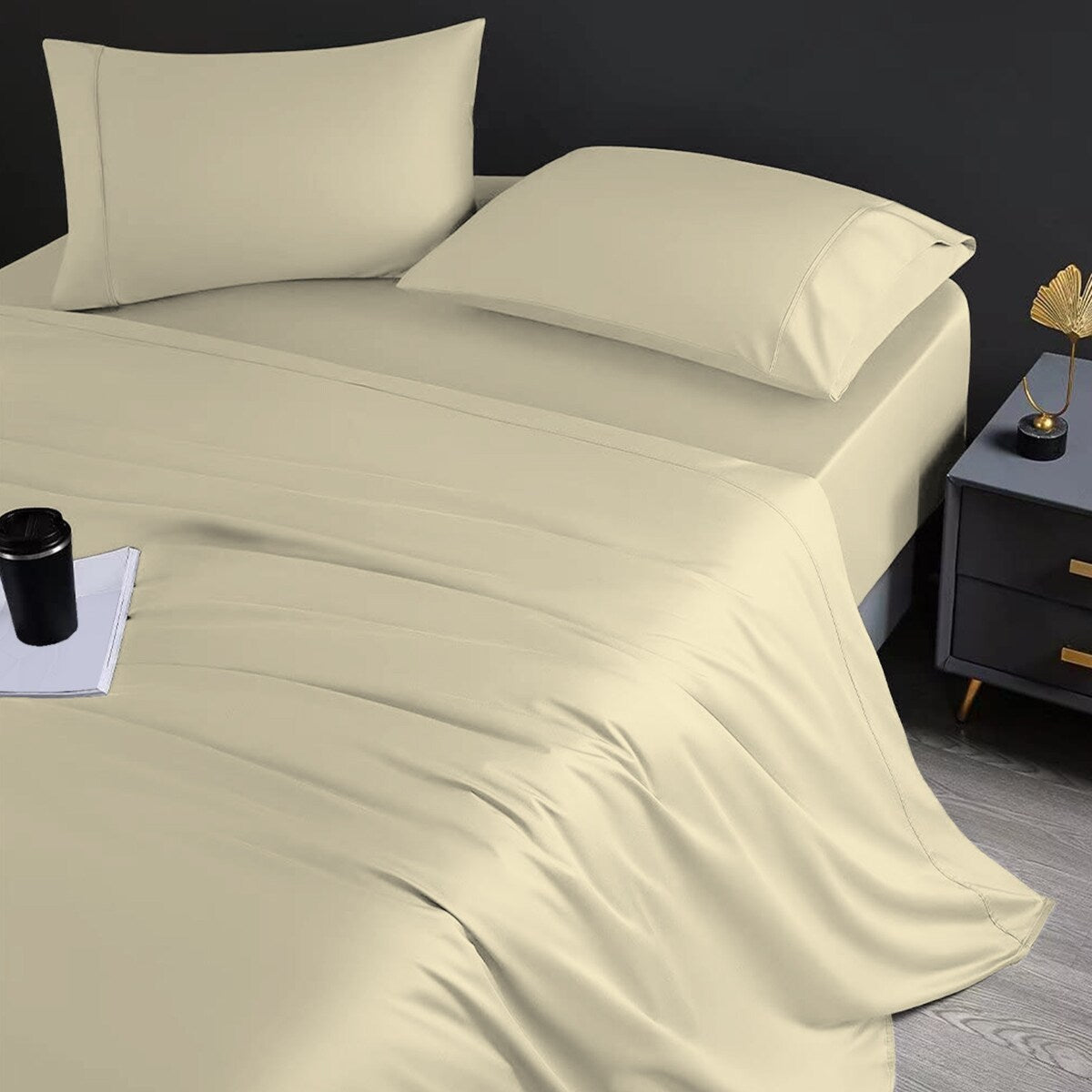 Parure de draps de luxe en coton égyptien ultra-doux et soyeux Aireolux 1000 fils/pouce²
