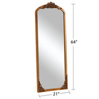 Miroir sur pied en bois massif sculpté en plein cintre