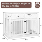 BOSSIN Cage pour Grand Chien de 112 cm, Meuble de Chenil en Bois avec Tiroirs de Rangement, Niche Décorative pour Animaux de Compagnie