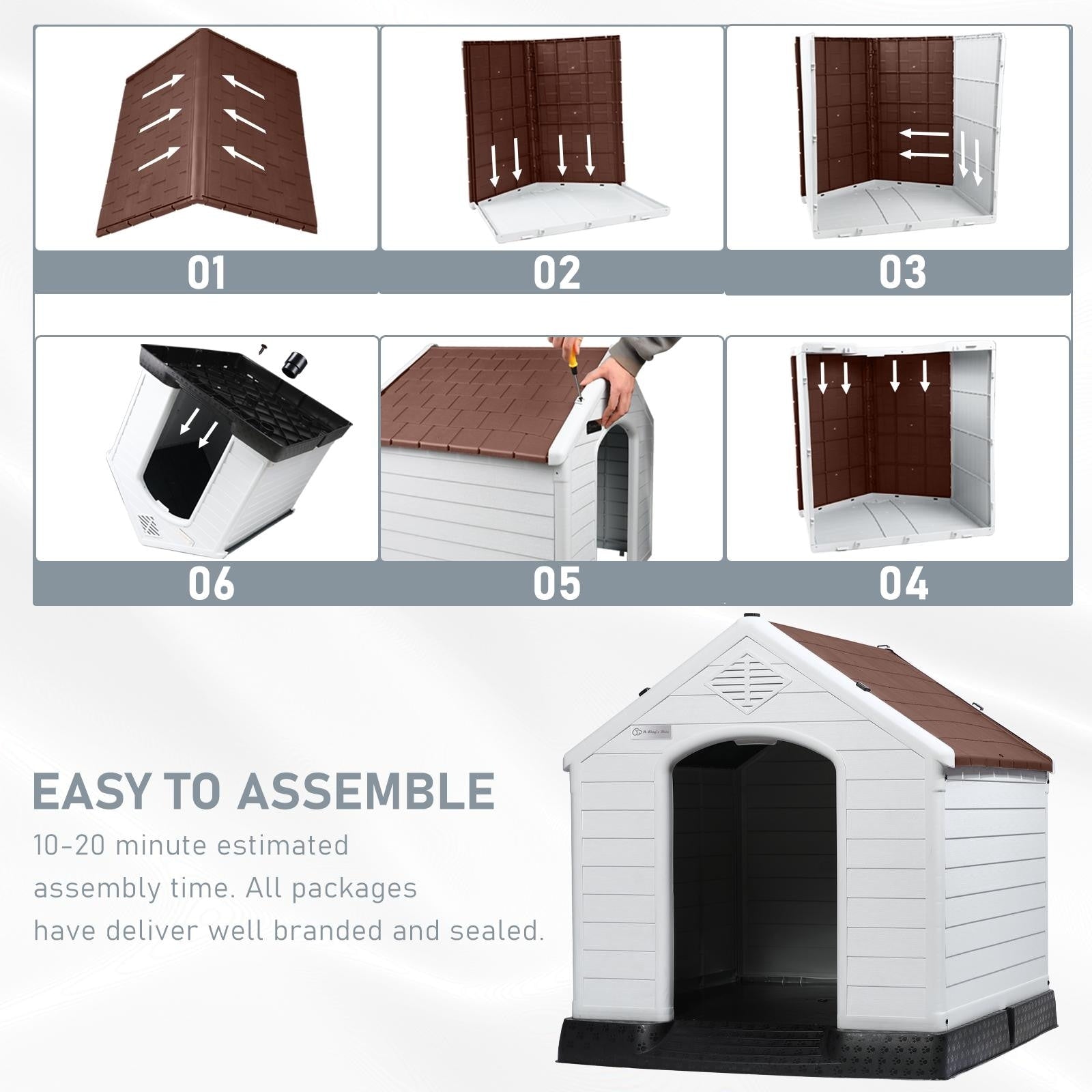 Niche pour chien en plastique BOSSIN, pour chiens de petite à grande taille, abri isolé intérieur/extérieur avec plancher surélevé