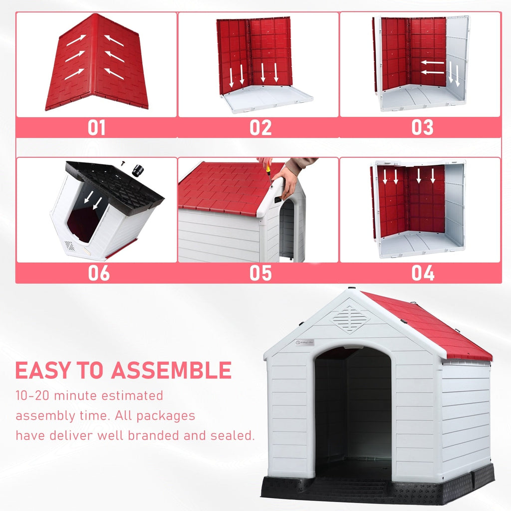 Niche pour chien en plastique BOSSIN, pour chiens de petite à grande taille, abri isolé intérieur/extérieur avec plancher surélevé