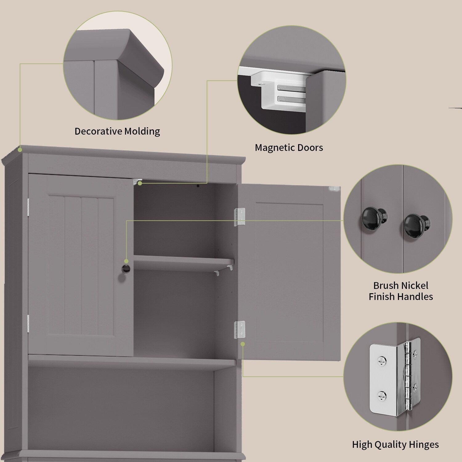 Meuble de rangement de salle de bain, Meuble de rangement WC, Étagère de salle de bain au-dessus des toilettes, Étagère WC gain de place