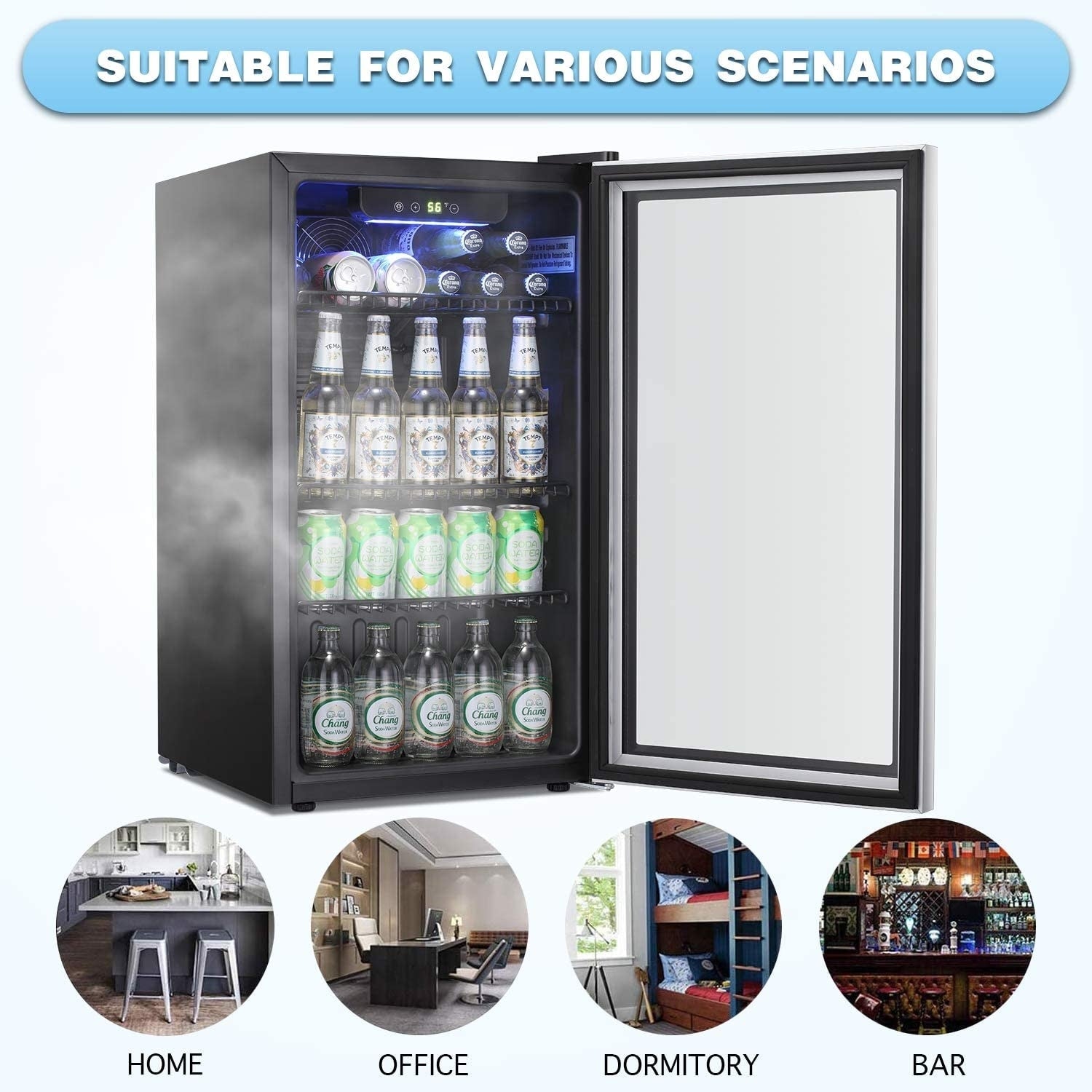 Réfrigérateur à Boissons - Mini Frigo 120 Canettes avec Porte en Verre