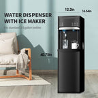 Distributeurs d'eau chaude et froide 3-en-1 noirs avec machine à glaçons