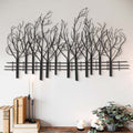 Décoration murale en métal noir : Champ d'arbres