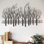 Décoration murale en métal noir : Champ d'arbres