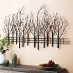 Décoration murale en métal noir : Champ d'arbres