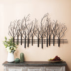 Décoration murale en métal noir : Champ d'arbres