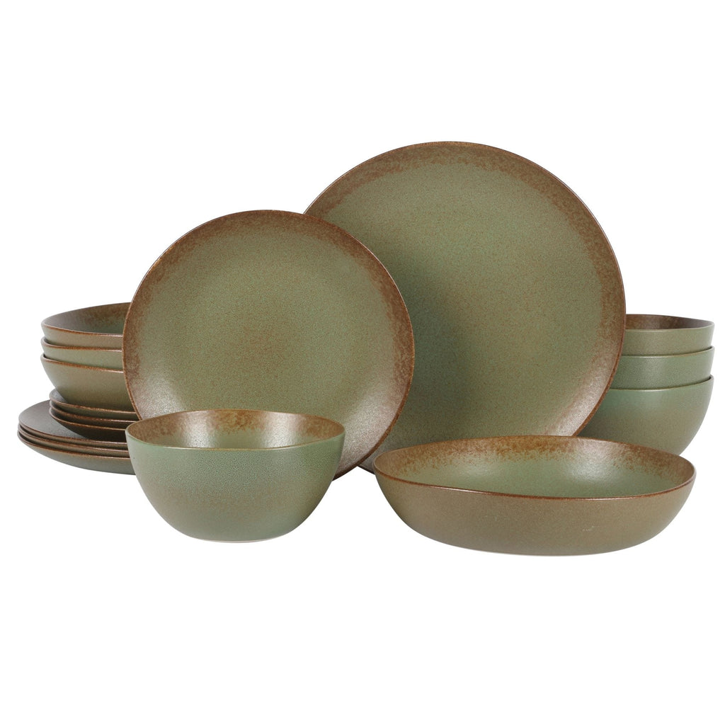 Ensemble de vaisselle Bloomhouse Palerme Soleil 16 pièces en grès à double bol avec glaçure réactive (assiettes et bols)